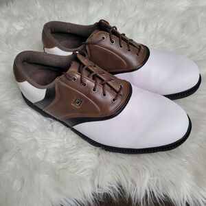 FootJoy Men’s Golf Shoes 11.5 – FJ Originals Brown White Leather Soft Spikes EUC